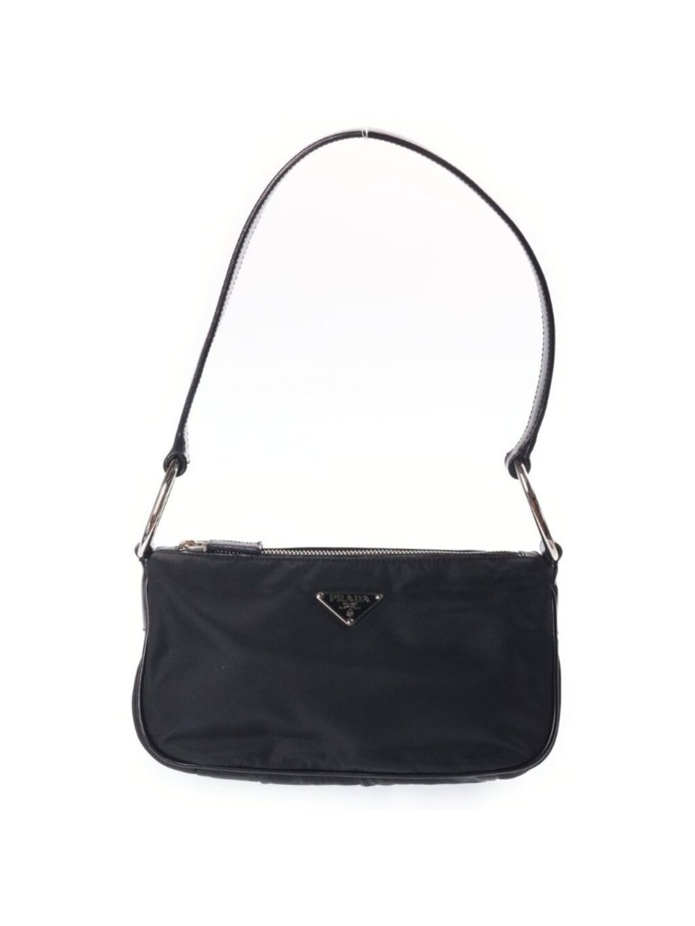Prada Triangle Logo Bag Black Nylon Silver